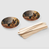 Duitse herder in herfst laat Herfst inspireren Handwaaier (Niet-gemonteerd)