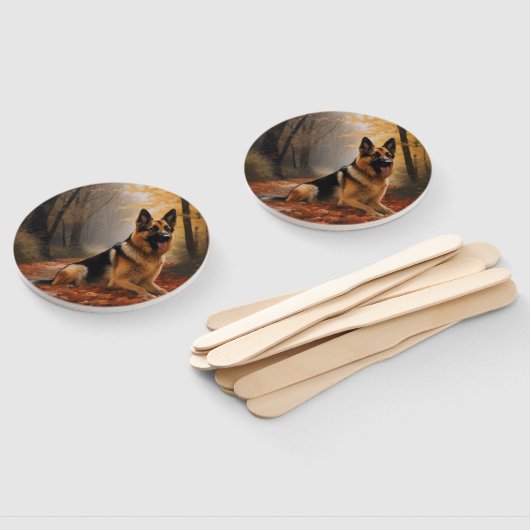 Duitse herder in herfst laat Herfst inspireren Handwaaier (Niet-gemonteerd)