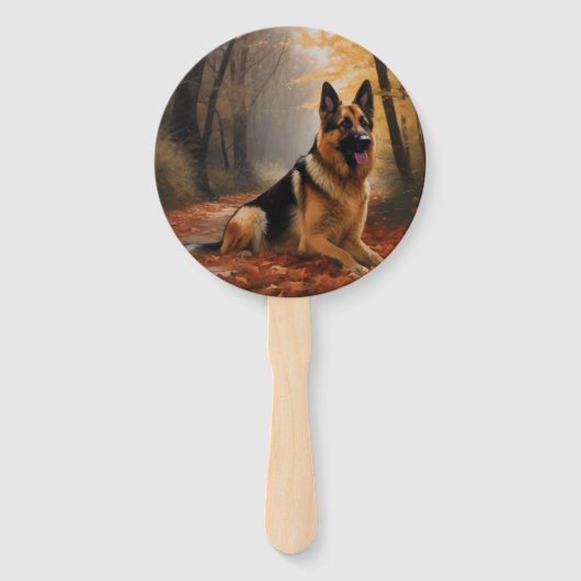 Duitse herder in herfst laat Herfst inspireren Handwaaier (Voorkant)