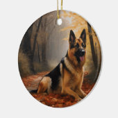 Duitse herder in herfst laat Herfst inspireren Keramisch Ornament (Links)