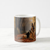 Duitse herder in herfst laat Herfst inspireren Koffiemok (Voorkant rechts)