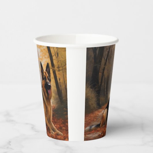 Duitse herder in herfst laat Herfst inspireren Papieren Bekers (Links)