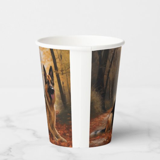 Duitse herder in herfst laat Herfst inspireren Papieren Bekers (Rechts)