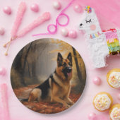 Duitse herder in herfst laat Herfst inspireren Papieren Bordje (Feest)