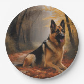Duitse herder in herfst laat Herfst inspireren Papieren Bordje (Voorkant)