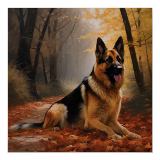 Duitse herder in herfst laat Herfst inspireren Perfect Poster (Voorkant)