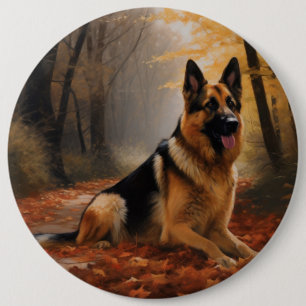 Duitse herder in herfst laat Herfst inspireren Ronde Button 6,0 Cm