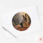 Duitse herder in herfst laat Herfst inspireren Ronde Sticker (Envelop)