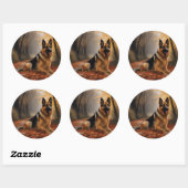 Duitse herder in herfst laat Herfst inspireren Ronde Sticker (Vel)