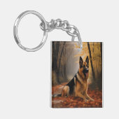 Duitse herder in herfst laat Herfst inspireren Sleutelhanger (Voorkant Links)