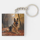 Duitse herder in herfst laat Herfst inspireren Sleutelhanger (Achterkant)