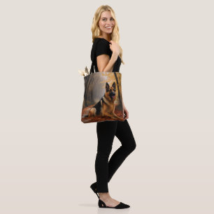 Duitse herder in herfst laat Herfst inspireren Tote Bag