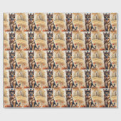 Duitse Herder in herfstbladeren Thanksgiving Kunst Cadeaupapier (Vlak)