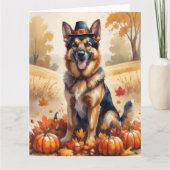 Duitse Herder in herfstbladeren Thanksgiving Kunst Kaart (Voorkant)