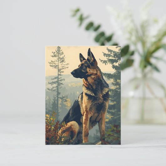 Duitse herder in het bos briefkaart (Staand voorkant)