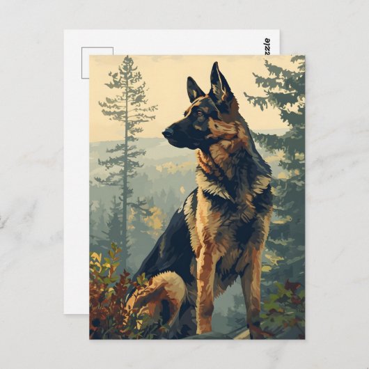 Duitse herder in het bos briefkaart (Voorkant / Achterkant)