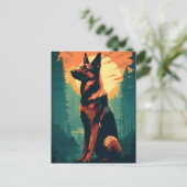 Duitse Herder in het bos tijdens zonsondergang Briefkaart (Staand voorkant)