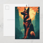 Duitse Herder in het bos tijdens zonsondergang Briefkaart (Voorkant / Achterkant)