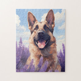Duitse herder in Lavender veld Legpuzzel