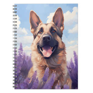 Duitse herder in Lavender veld Notitieboek