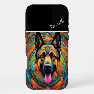 Duitse herder in Mandala iPhone 16 Pro Max Hoesje