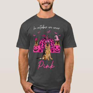 Duitse herder in oktober Draag roze halloween T-shirt