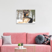 Duitse herder in sneeuw canvas afdruk (Insitu (Woonkamer))