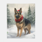 Duitse Herder in Sneeuw Kerstmis Fleece Deken (Voorkant)