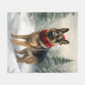 Duitse Herder in Sneeuw Kerstmis Fleece Deken (Voorkant (Horizontaal))
