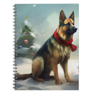 Duitse Herder in Sneeuw Kerstmis Notitieboek