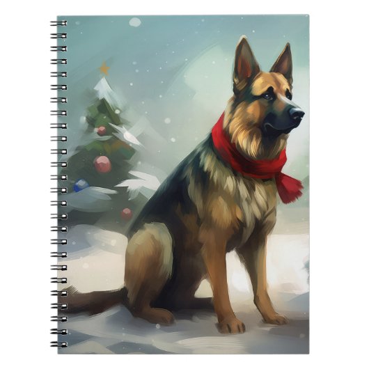 Duitse Herder in Sneeuw Kerstmis Notitieboek (Voorkant)