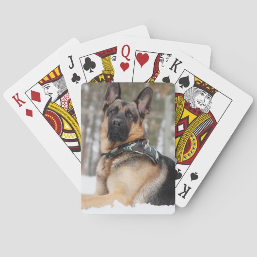 Duitse herder in sneeuw pokerkaarten (Achterkant)