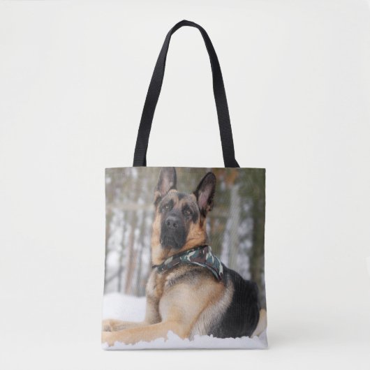 Duitse herder in sneeuw tote bag (Voorkant)