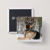 Duitse herder in sneeuw vierkante button 5,1 cm (Voorkant /achterkant)