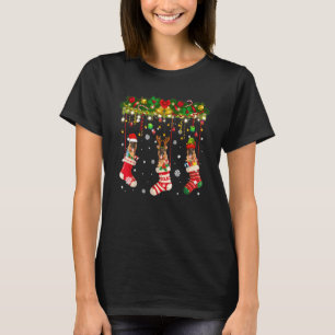 Duitse herder in sok Kerstmis rendier Kerstman Elf T-shirt