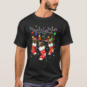 Duitse herder in sokken Kerstmis Kerstman Hoed Ker T-shirt
