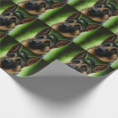 Duitse Herder in St. Patrick's Day-kostuum Cadeaupapier (Hoek)