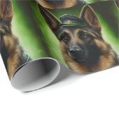 Duitse Herder in St. Patrick's Day-kostuum Cadeaupapier (Rol Hoek)