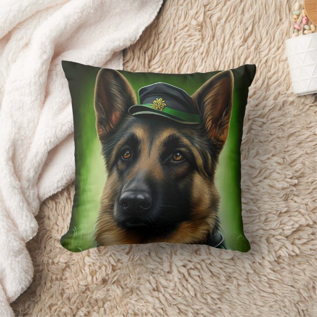 Duitse Herder in St. Patrick's Day-kostuum Kussen (Deken)