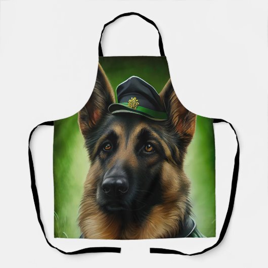 Duitse Herder in St. Patrick's Day-kostuum Schort (Voorkant)