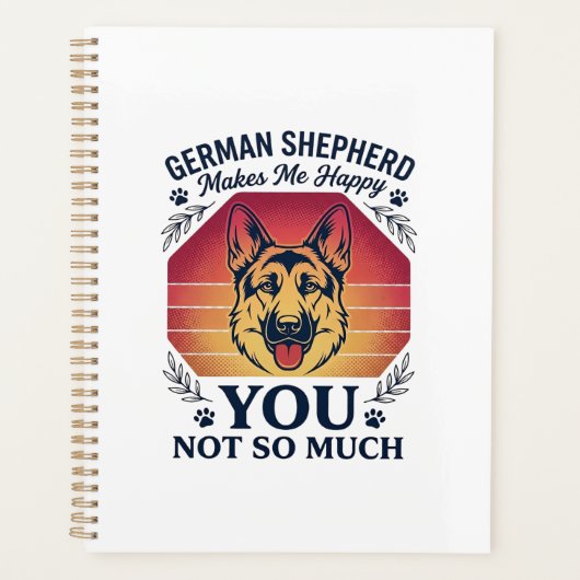 Duitse Herder Je Hond Retro Zonsondergang Poot_1 Planner (Voorkant)