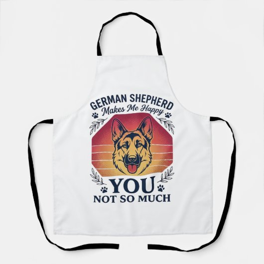 Duitse Herder Je Hond Retro Zonsondergang Poot_1 Schort (Voorkant)