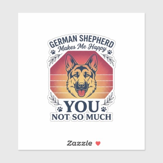 Duitse Herder Je Hond Retro Zonsondergang Poot_1 Sticker (Vel)