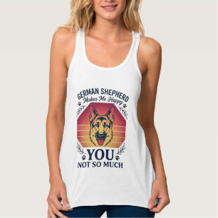 Duitse Herder Je Hond Retro Zonsondergang Poot_1 Tanktop