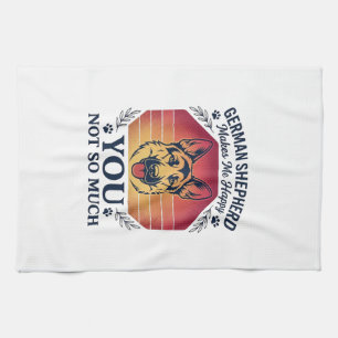 Duitse Herder Jij Hond Retro Zonsondergang Poot_1 Theedoek