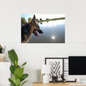 Duitse herder/joeit met het Uitzicht Poster (Thuiskantoor)