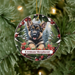 Duitse herder Joy: Gepersonaliseerd Kerstmis Keramisch Ornament