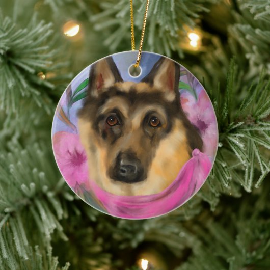 DUITSE HERDER KERAMISCH ORNAMENT (Boom)