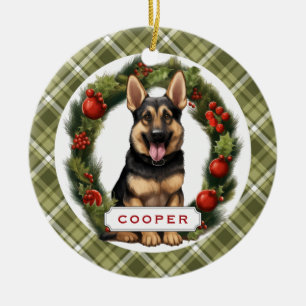 Duitse herder keramische cirkel Ornament