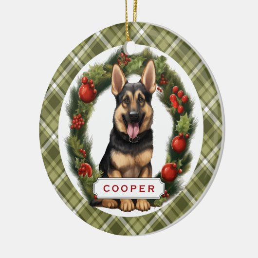 Duitse herder keramische cirkel Ornament (Links)